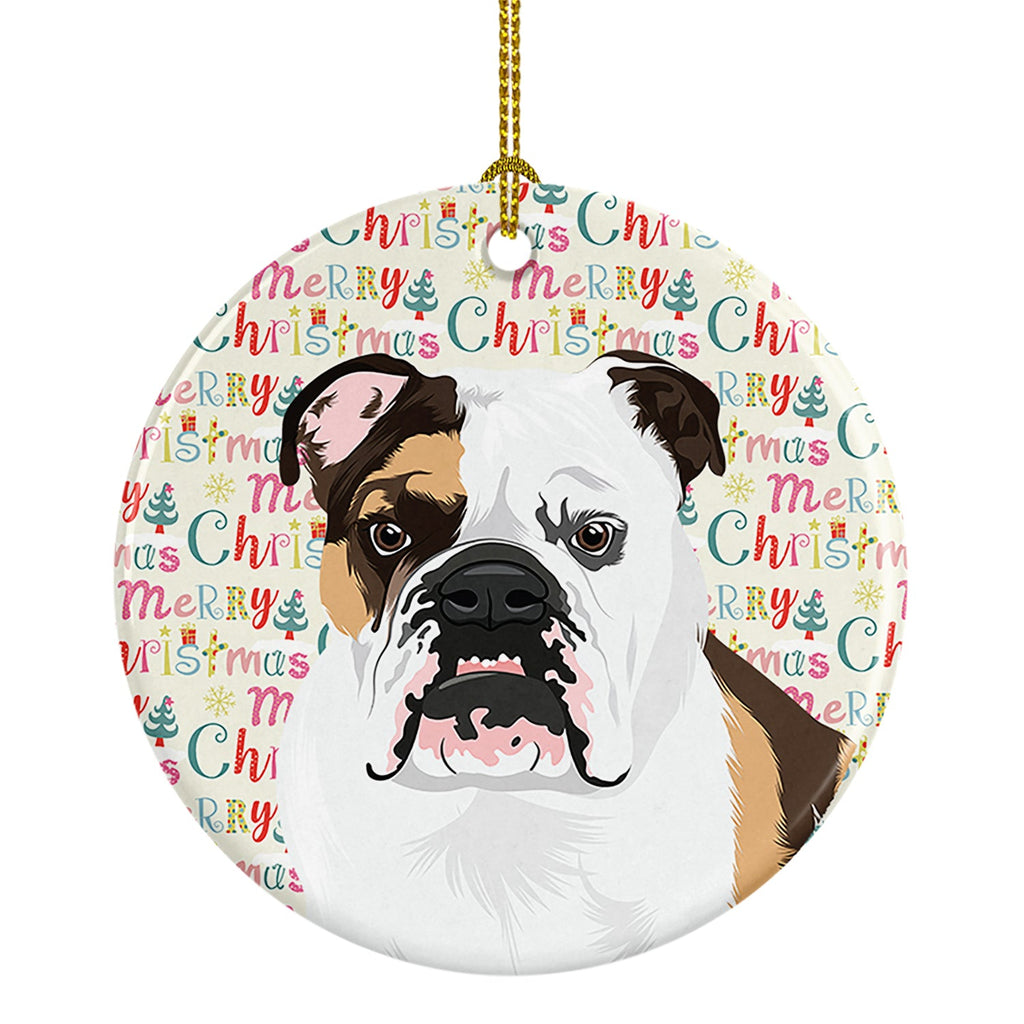 English Bulldog Tricolor #3 Christmas Ceramic Ornament