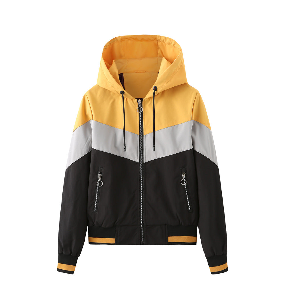 Ladies Hooded Windbreaker Jacket for Outdoor Use
