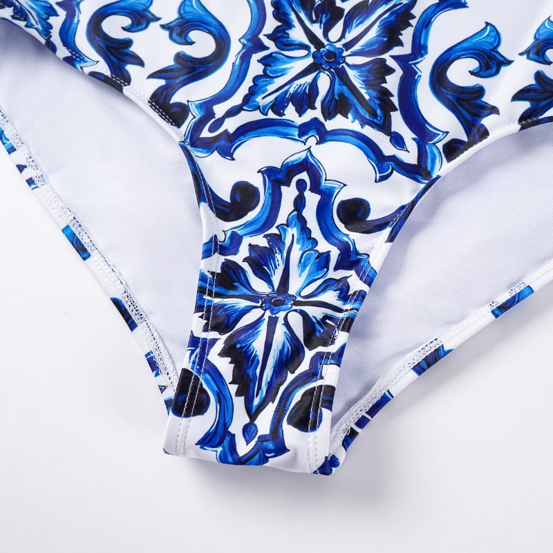 2024 Women's Floral Print One-Piece Swimsuit Set