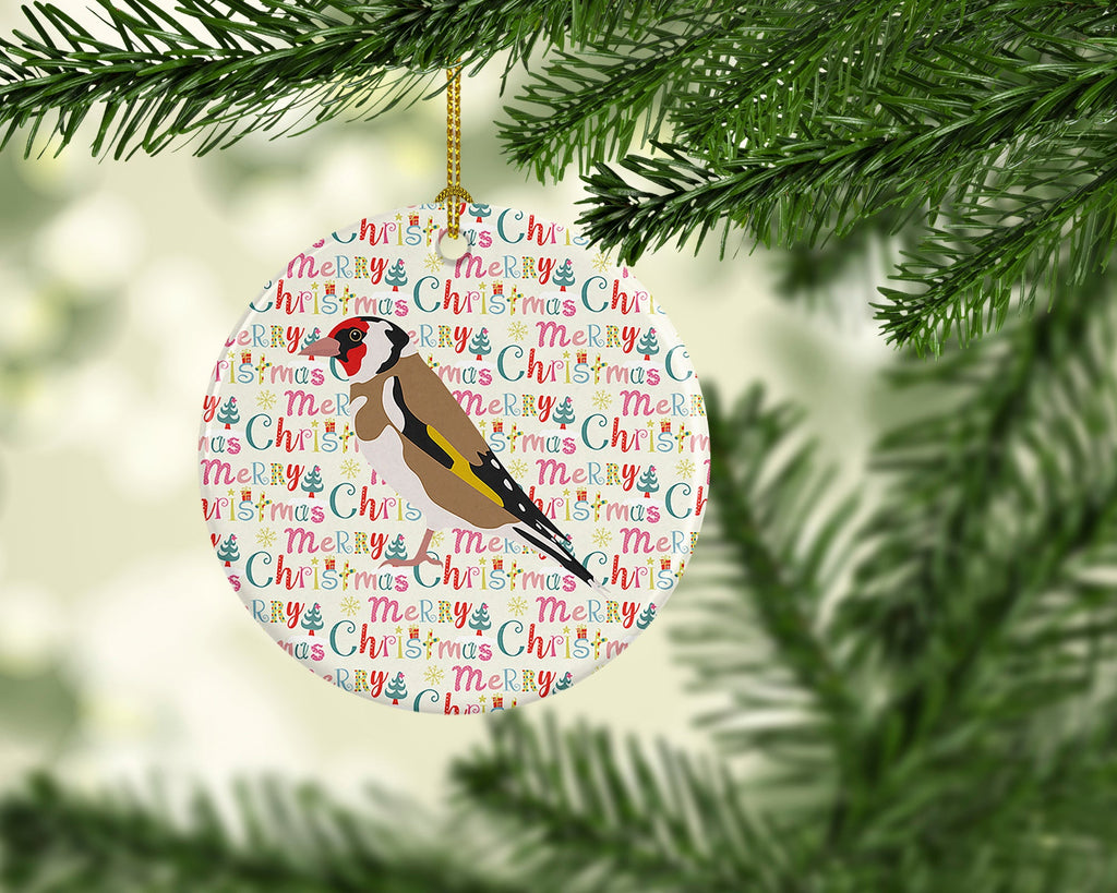Gold Finch Christmas Ceramic Ornament