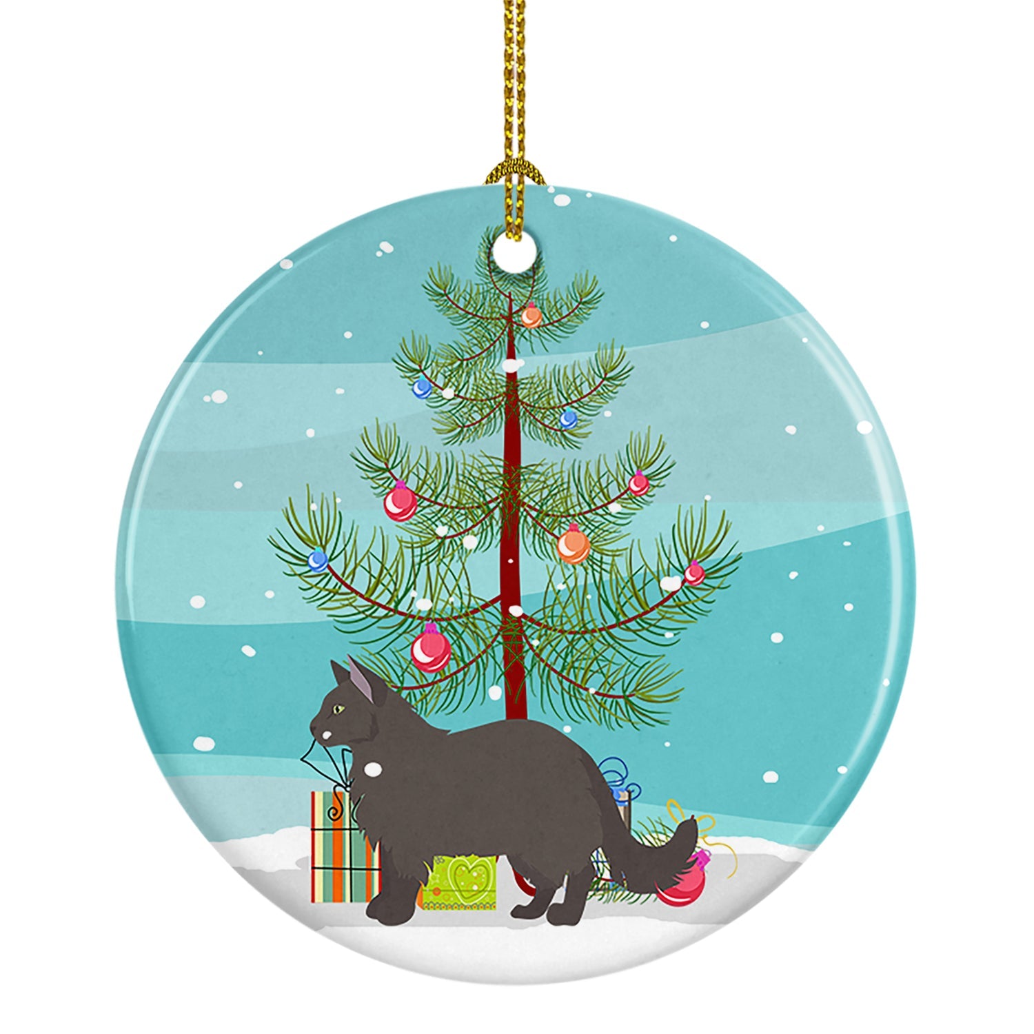 York Chocolate Cat Christmas Ceramic Ornament
