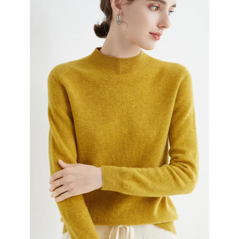 Seamless Half High Neck Loose Fitting Pullover With Bottom Sweater | Streetwear