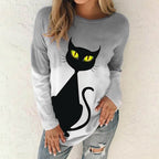Cartoon Cat Print Women's Pullover Sweatshirt XS-8XL | Streetwear