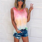 Loose Tie-Dye Gradient Print Tank Top for Women