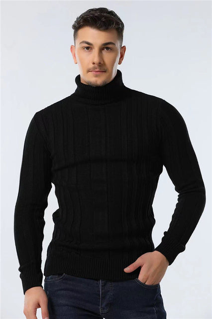 Men's Casual High-neck Striped Warm Sweater