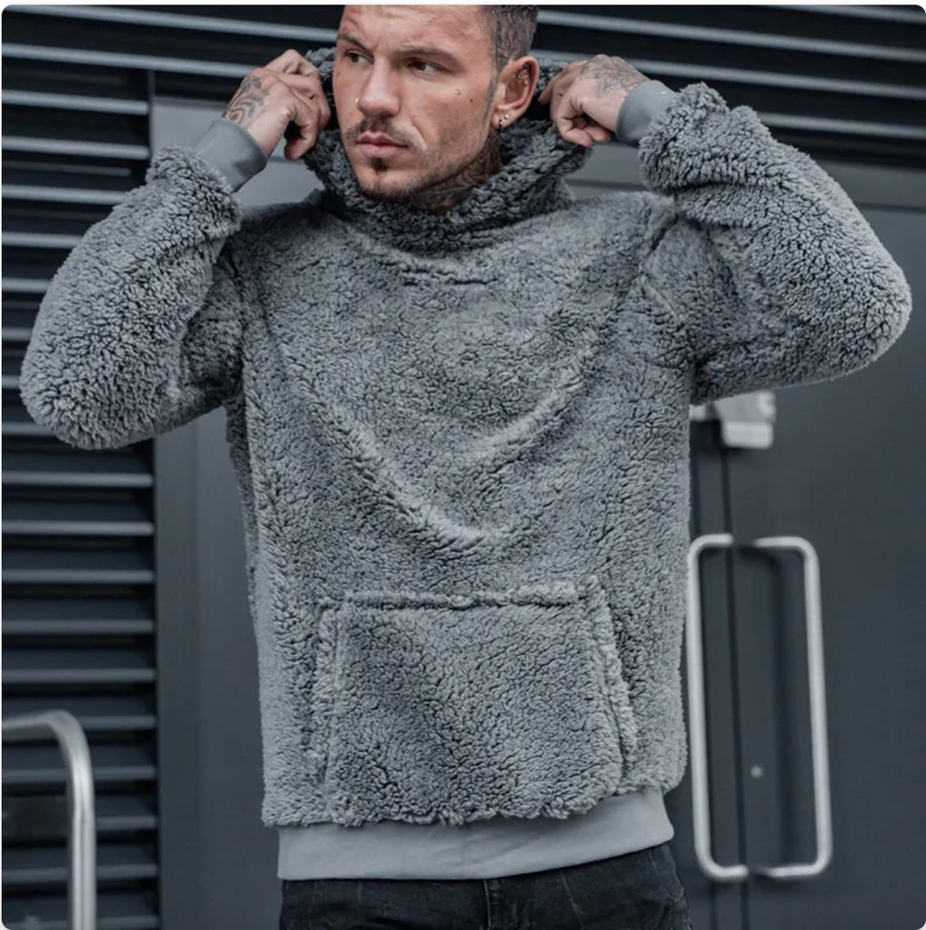 Fashion Solid Color Men's Long Sleeve Plush Hoodie | Streetwear