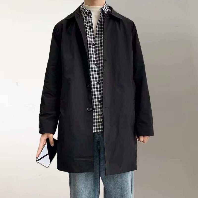 Men's Medium Length Spring Autumn Trench Coat
