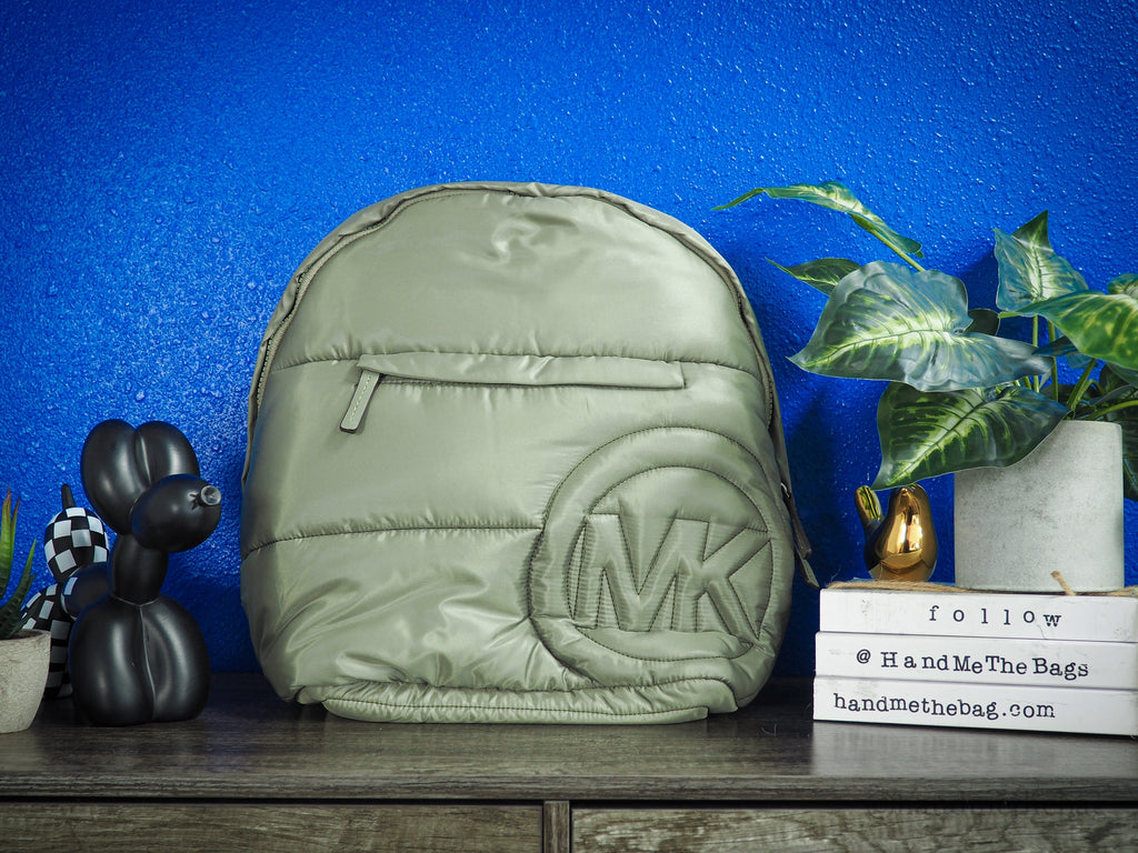 Michael Kors Rae Medium Green Quilted Nylon Backpack | Streetwear