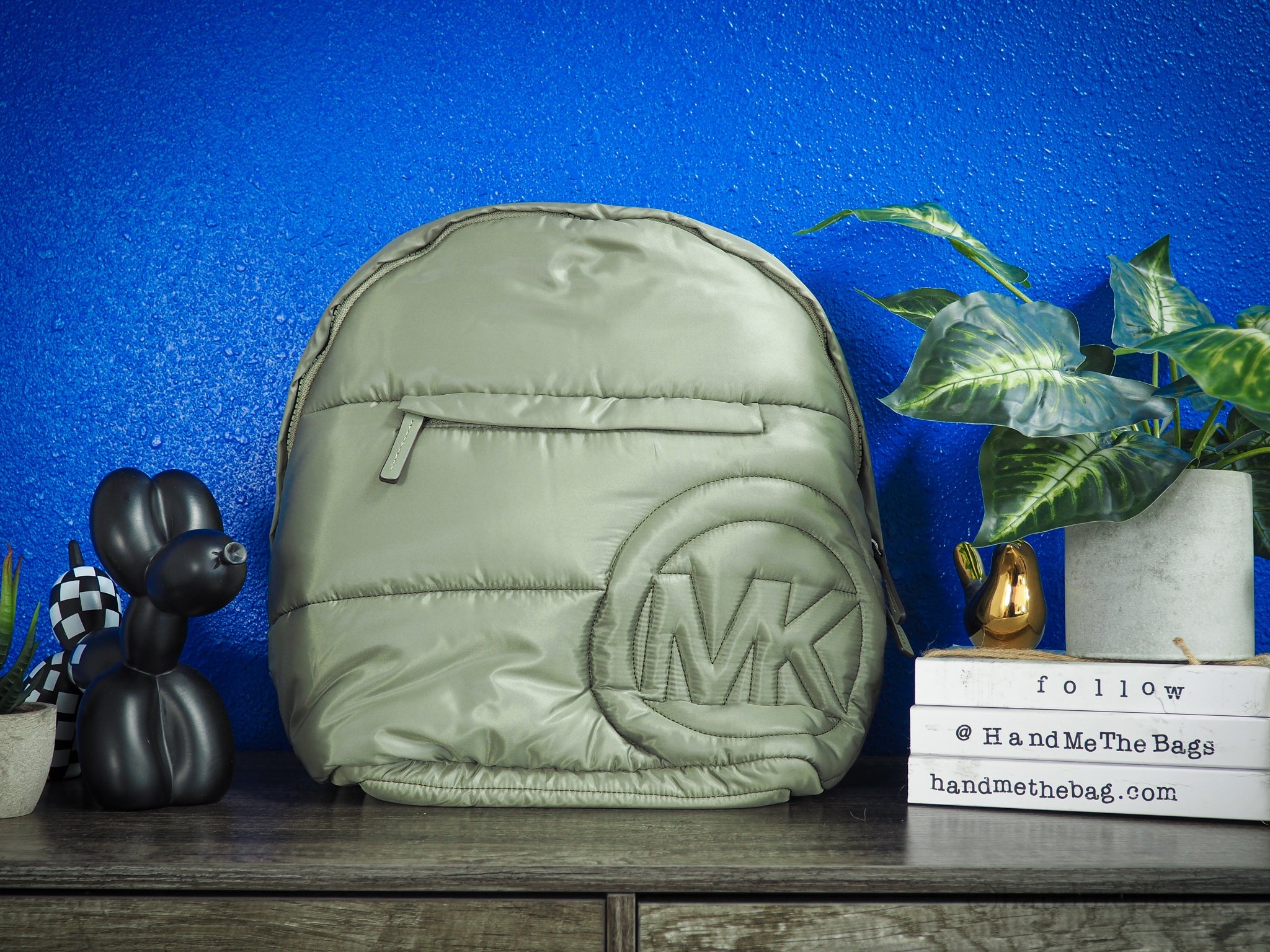 Michael Kors Rae Medium Green Quilted Nylon Backpack | Streetwear