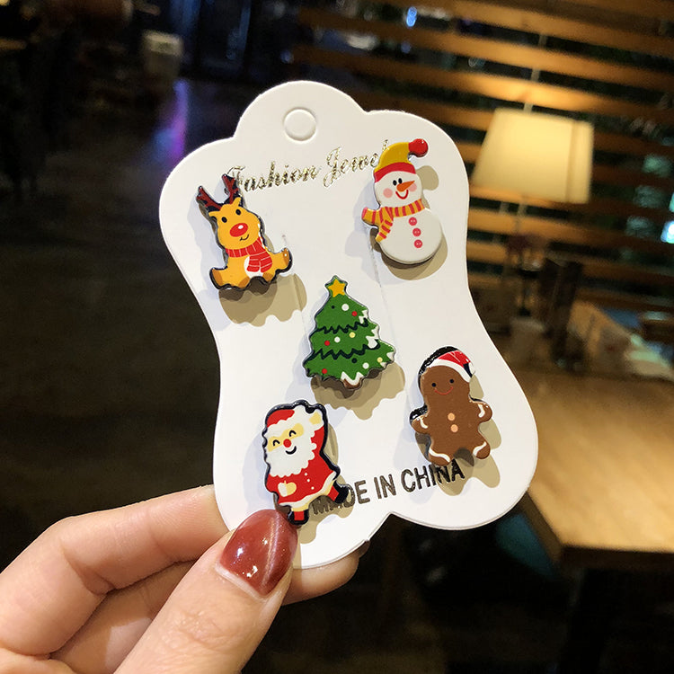 Christmas Cartoon Brooch, Cute Cardigan Pin