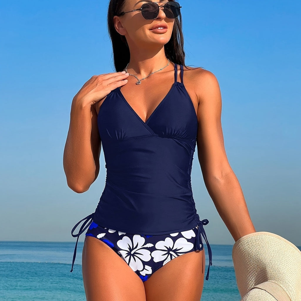 2024 Women's Tankini with Drawstring Beach Swimwear