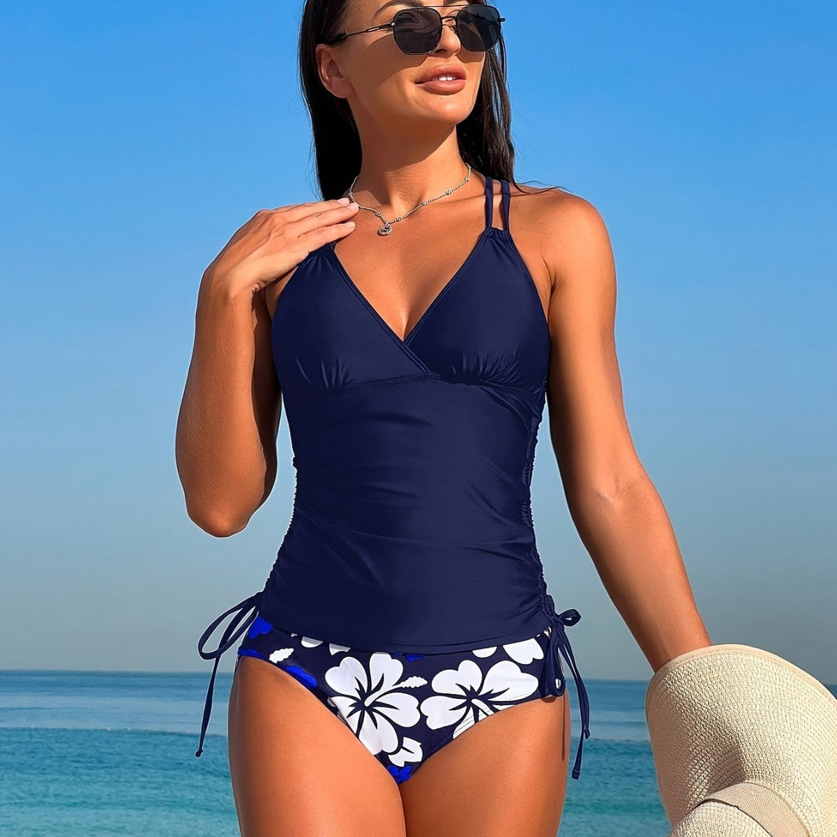 2024 Women's Tankini with Drawstring Beach Swimwear