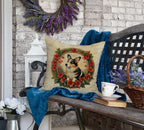 Corgi Christmas Flowers Throw Pillow