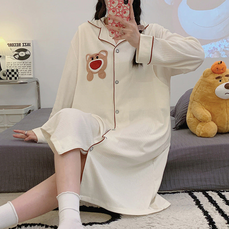 Cotton Maternity Nightgown for Nursing Mothers