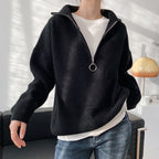 High Neck Zipper Loose Pullover Sweater | Streetwear