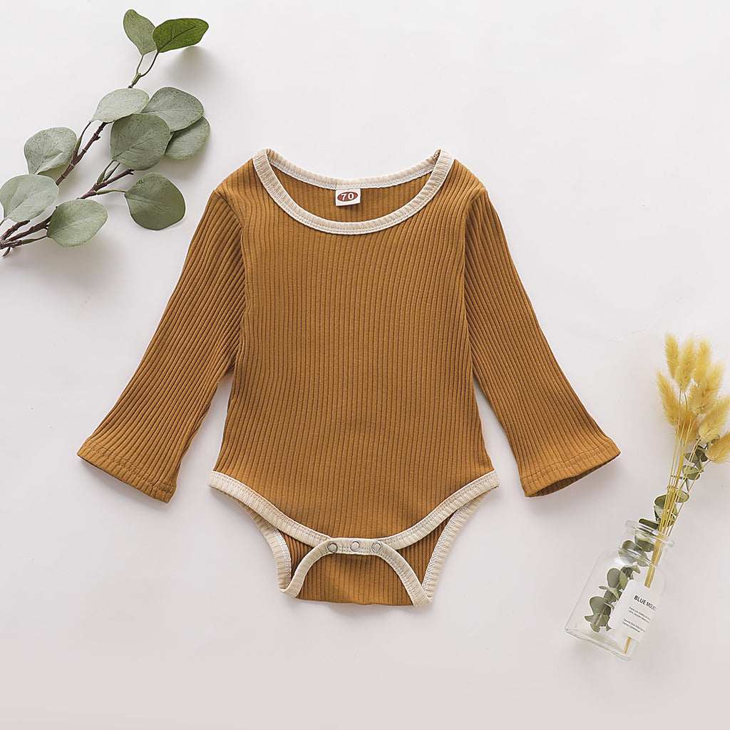 Stylish Baby Girl Solid Color Long Sleeve Bodysuit