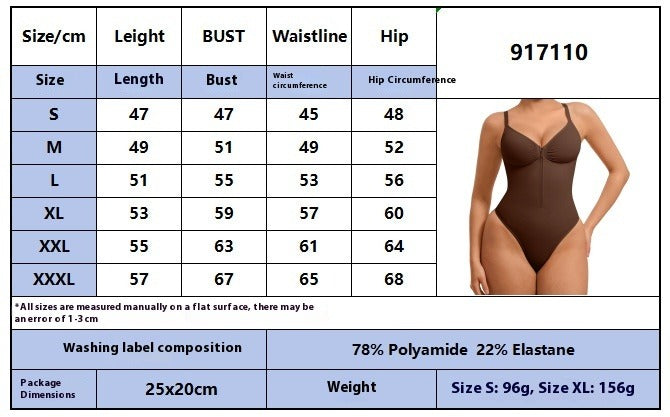 Zipper Waist-Slimming Shapewear Bodysuit