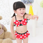 Stylish Striped Girls' Bikini Swimsuit - Mickey Design