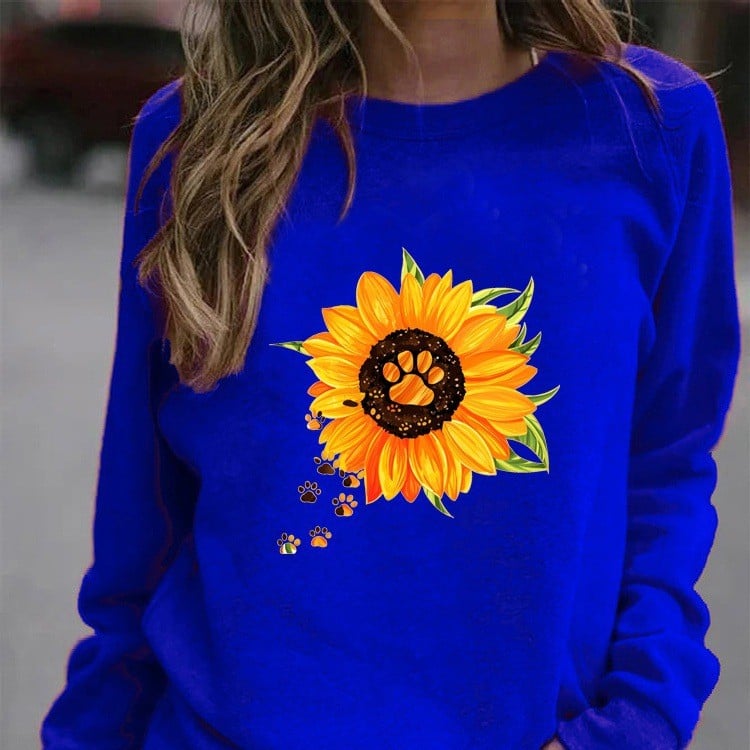 Women's Long Sleeve Round Neck Printed Sweatshirt | Streetwear