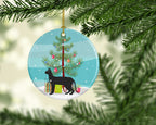 Black Cornish Rex Cat Christmas Ceramic Ornament