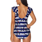 Plus Size E Cup Sexy Striped One-Piece Swimsuit