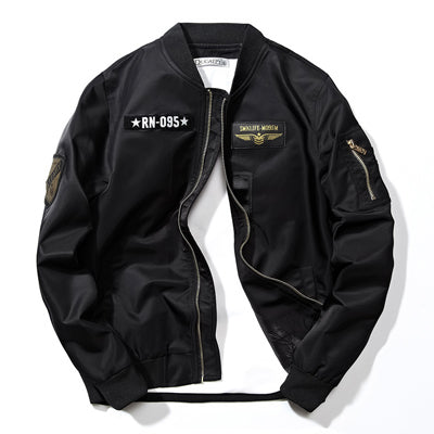 Men's Solid Color Slim Fit Pilot Jacket
