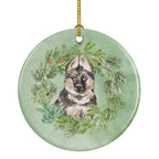 German Shepherd Puppy Christmas Wreath Ceramic Ornament