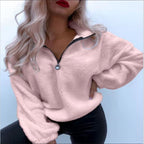 Women's Long-Sleeved Flannel Lapel Sweater