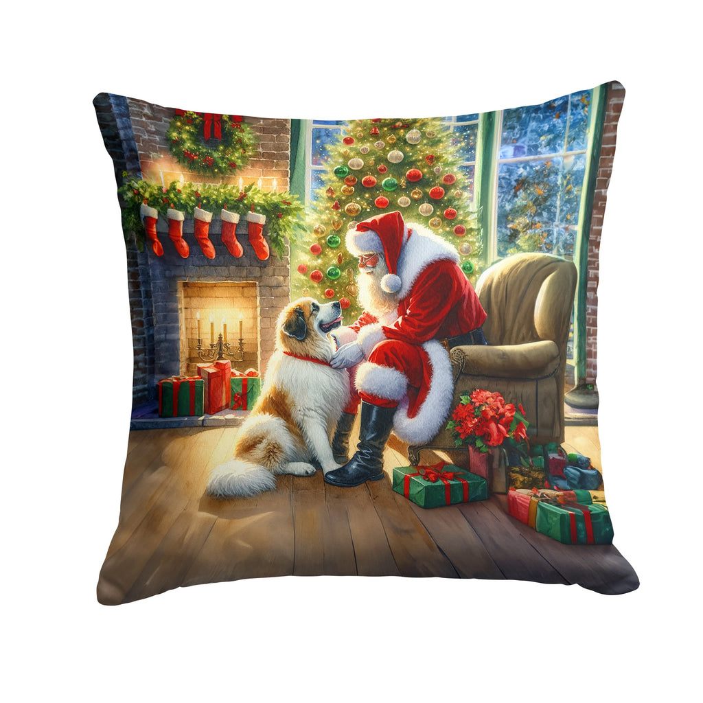 Great Pyrenees and Santa Claus Throw Pillow