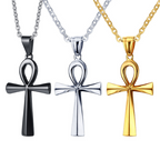 Gold and Steel Ankh Pendant