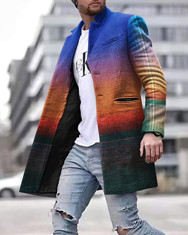 Men's Woolen Stand Collar Casual Coat for Autumn/Winter