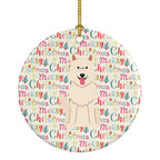 Merry Christmas White German Shepherd Ceramic Ornament