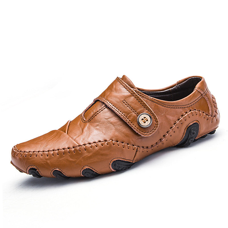 Casual British Style Leather Beanie Shoes | Embroidered Cap