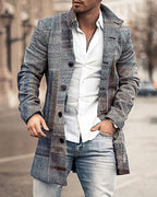 Men's Wool Stand Collar Medium Long Casual Coat