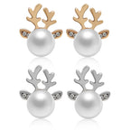 Christmas Pearl Antler Earrings and Studs