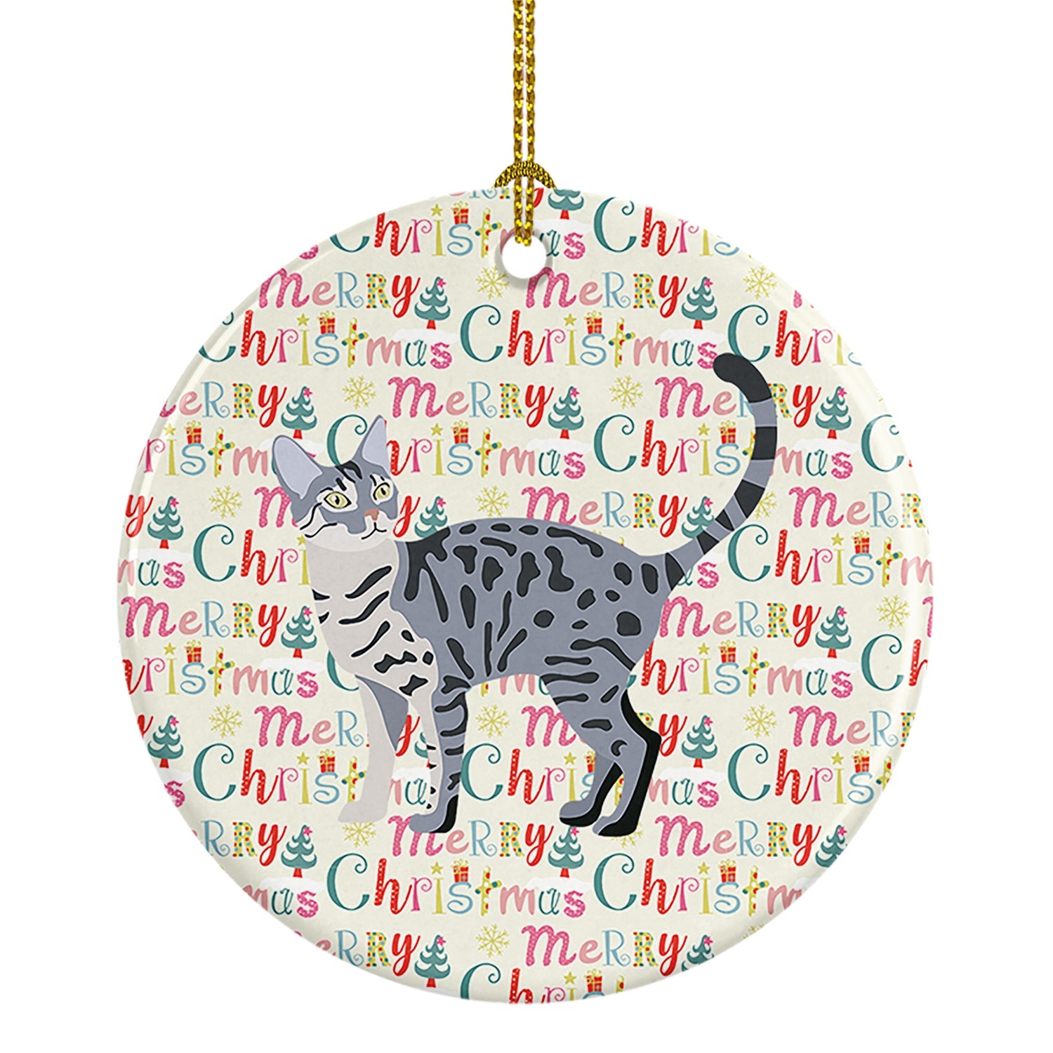 California Spangled #1 Cat Christmas Ceramic Ornament