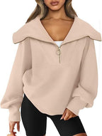 Oversized Women's Half-Zipper Pullover Sweater | Streetwear