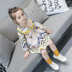 Ethnic Style Baby Doll Collar Floral Dress for Girls