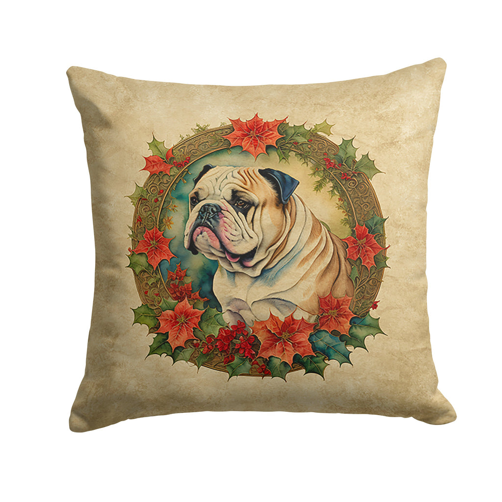 English Bulldog Christmas Flowers Throw Pillow