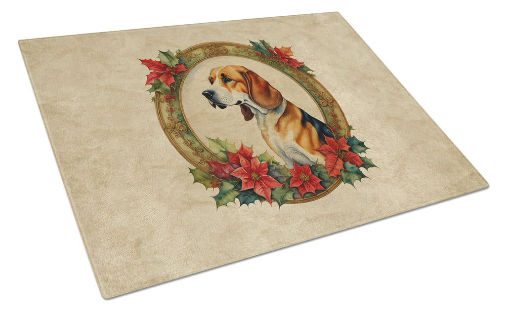 American Foxhound Christmas Flowers Glass Cutting Board