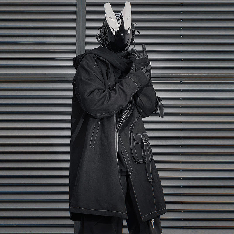 Irregular Mid-Length Men's Zipper Trench Coat