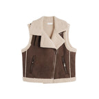Vintage Fleece Women's Sleeveless Waistcoat Jacket