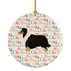 Collie Merry Christmas Ceramic Ornament