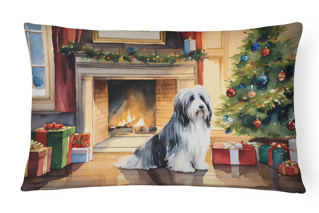 Bearded Collie Cozy Christmas Throw Pillow