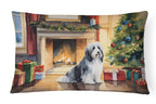 Bearded Collie Cozy Christmas Throw Pillow
