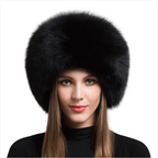 Luxurious Fox Fur Hat for Women – Ear Warmer | Embroidered Cap