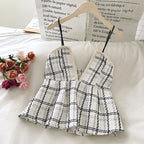 Tweed Skirt with Waistband and Camisole Top