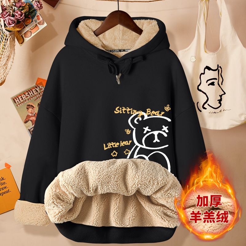 Women's Thick Fleece Hooded Jacket with Cat Print