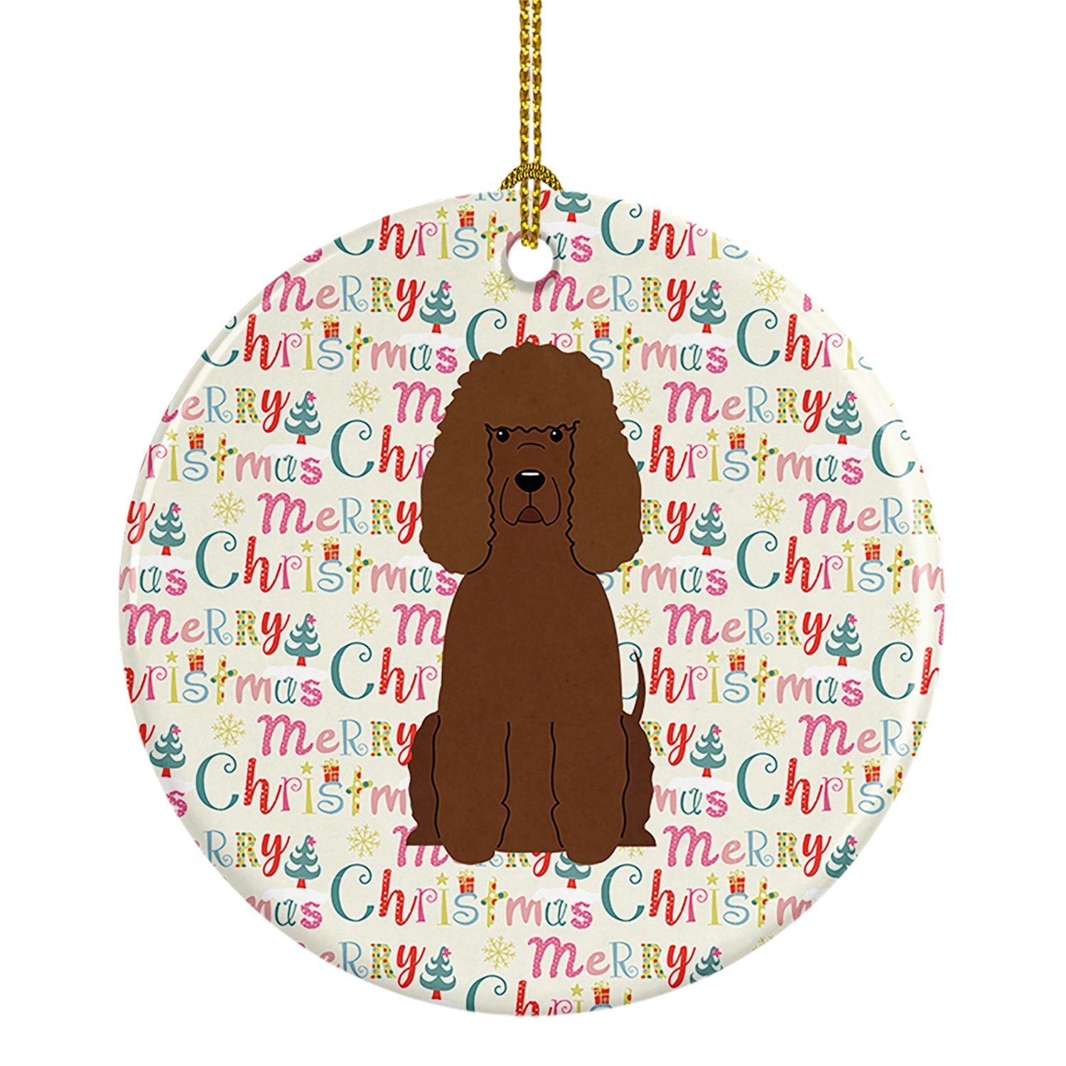 Merry Christmas Irish Water Spaniel Ceramic Ornament