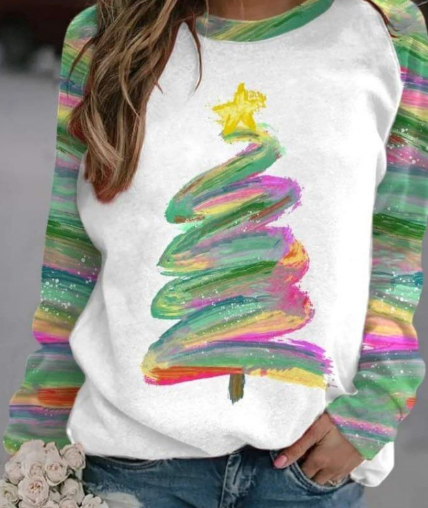 3D Printed Christmas Tree Pattern Women's Sweater